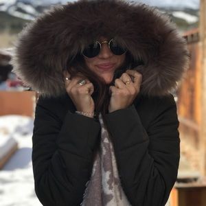 OLIVE GREEN WINTER COAT WITH FUR LINED HOOD